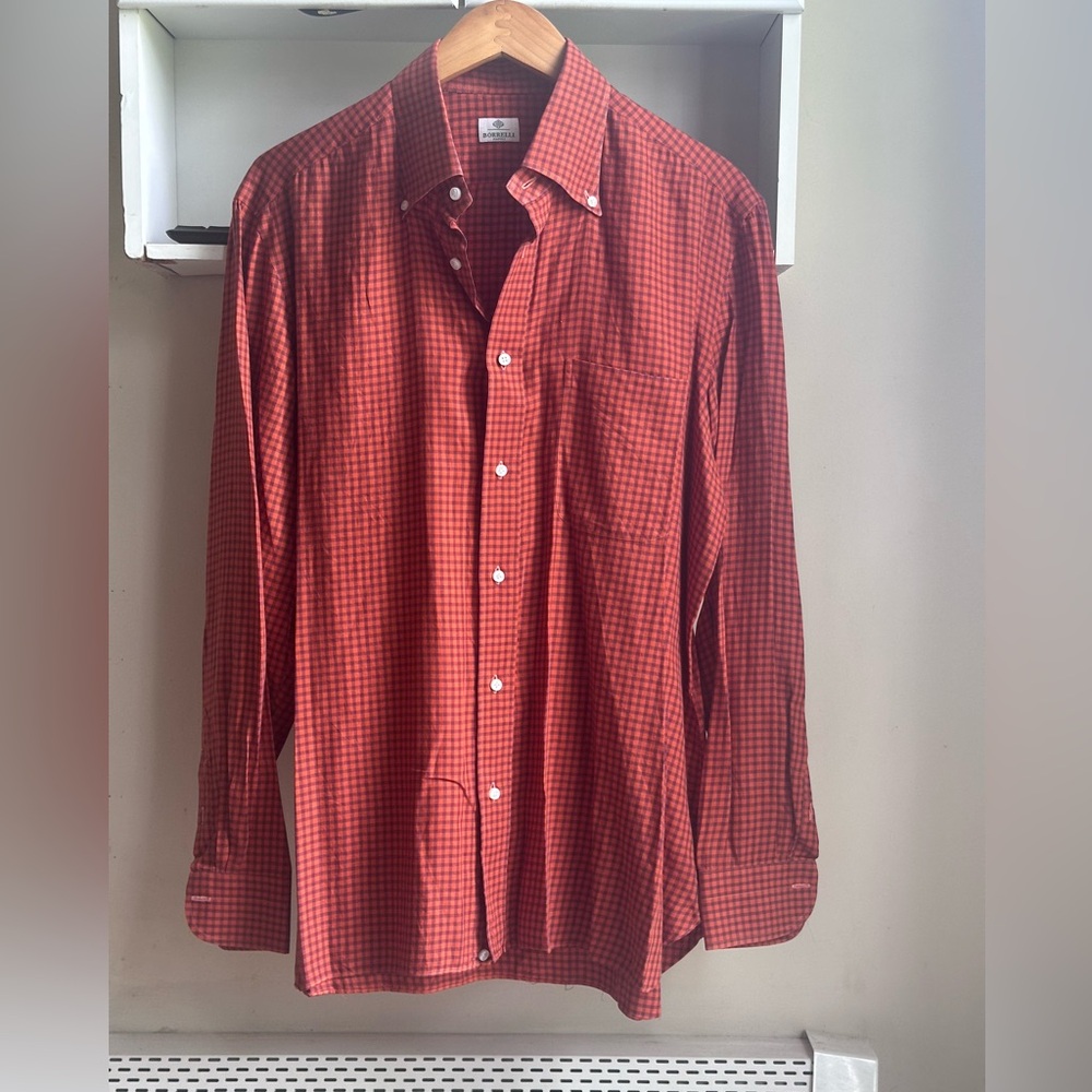 Borrelli Napoli Multicolor Plaid Check Men’s Dress Shirt Size 17-43